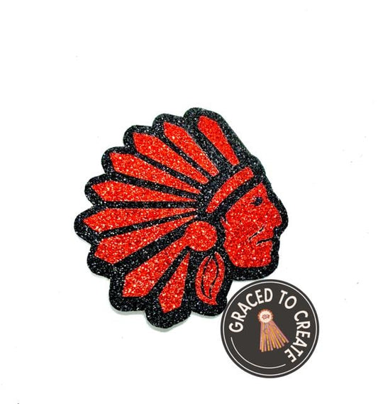 Glitter Indian Mascot Cutout: Homecoming Mum Decoration