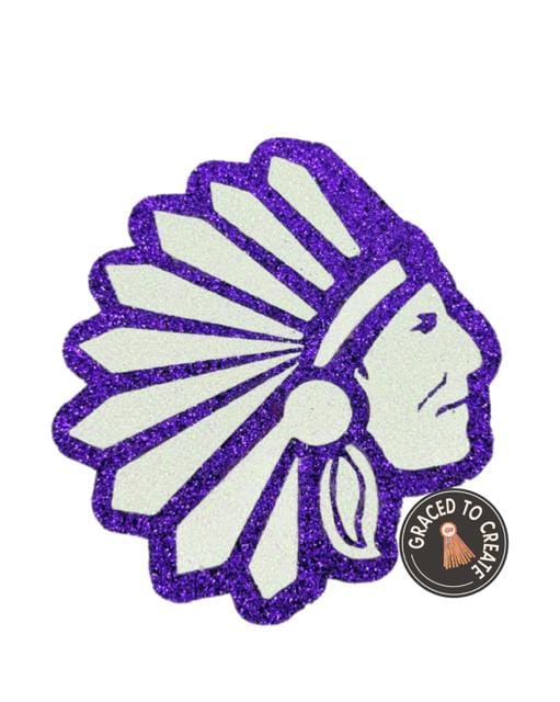 Glitter Indian Mascot Cutout: Homecoming Mum Decoration