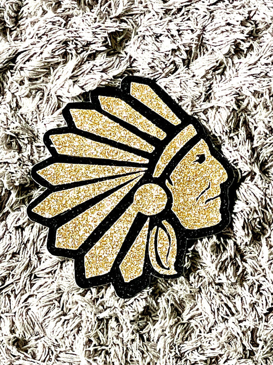 Glitter Indian Mascot Cutout: Homecoming Mum Decoration